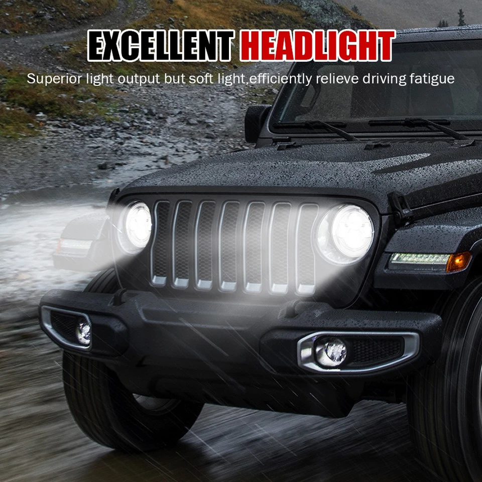 For MG MGA MGB Midget GT Pair 7" Inch LED Headlights White Light High Low Beam - image 4 of 4