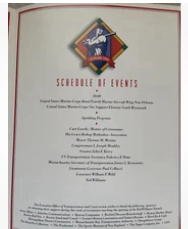 Ted Williams Boston Tunnel Opening Day 1995 Program Folder Boston Red Sox Ex⚾️ - Image 4 of 4