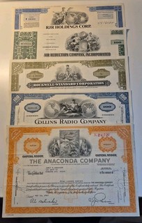 10 verschiedene Aktien USA schöne Vignetten