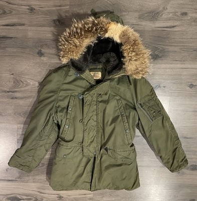 Vintage Mens N-3B Modified Parka Green USAF Air Force Flight MIL-J-6279H Small