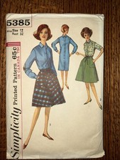 Vintage 1960's Simplicity 5385 Shift Dress & Wrap Skirt Pattern-Size 12 Bust 32 