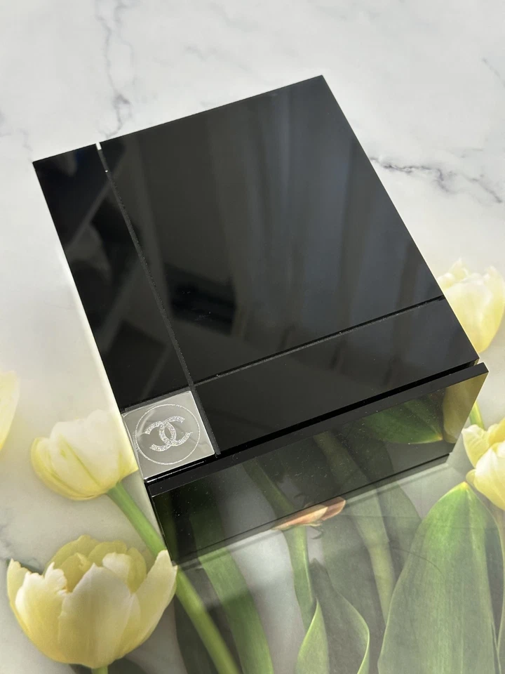 CHANEL MAKEUP BOX Black Acrylic Drawer Storage Box with Silver CC Logo - Image 2 of 4
