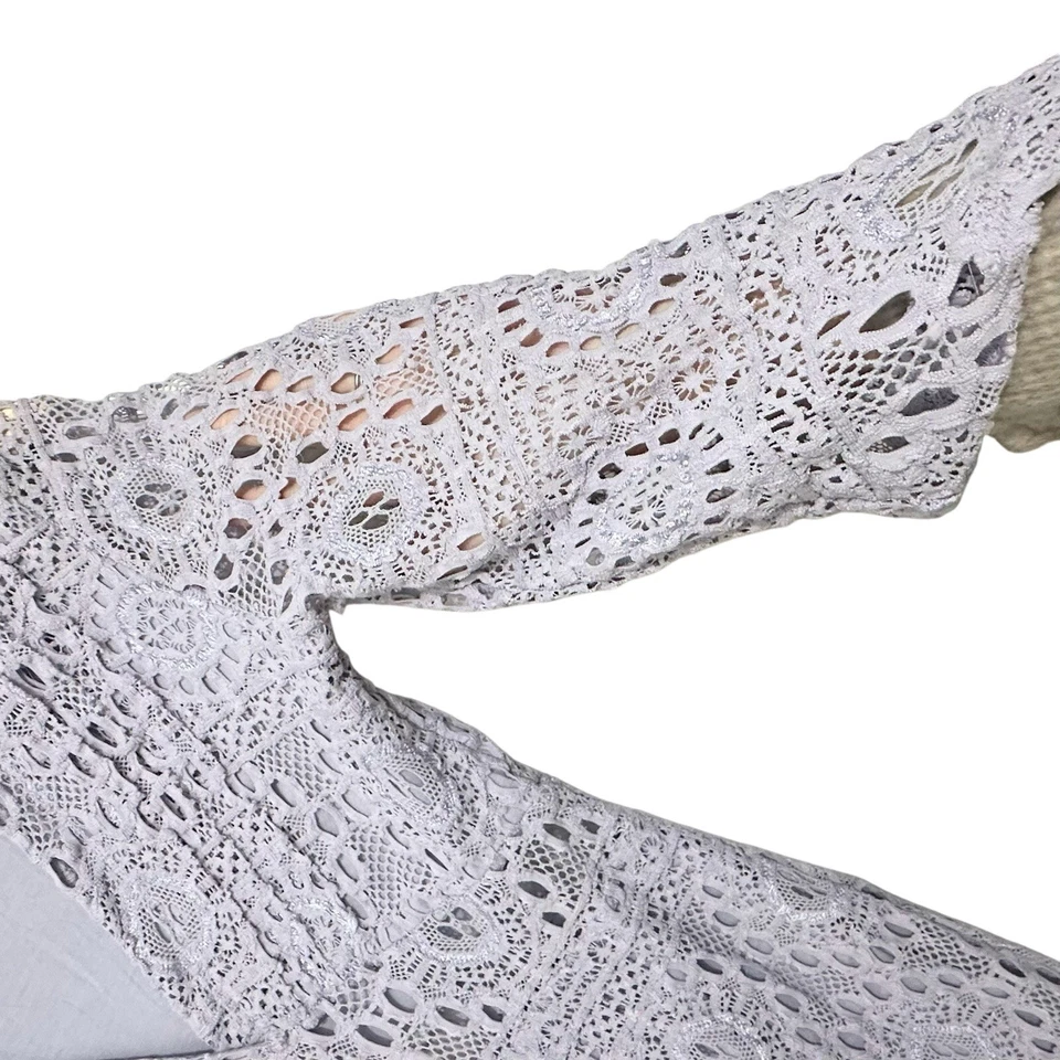 Nightcap Carisa Rene Dress Size 2 Lavendar V Neck Lace Knit Long Sleeve Stretch - Image 3 of 4