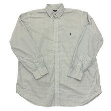 Ralph Lauren Performance Shirt Mens XLT White Blue Check Long Sleeve