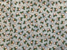 Christmas Cotton Fabric Blue Red White Holly berry