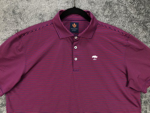 Donald Ross Sport Poloshirt Herren Large rosa marine gestreift Golf Stretch schnelltrocknend - Bild 4 von 19
