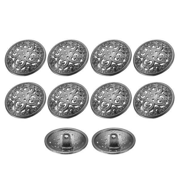 10 StüCk MetallknöPfe Zum NäHen,Rund,Hohl,25Mm,Legierung,Kleiderknopf,Schwarz-image