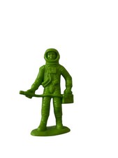 Vintage Plastic Galaxy Laser Patrol Tim Mee Bright Green Astronaut with Geiger