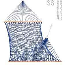 Cotton Rope Double Hammock with Pillow, for Two Person, 450 Pounds Capacity,Blue
