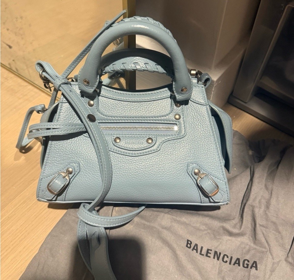 Balenciaga Neo Classic Mini Top Handle Bag Women Sky Blue