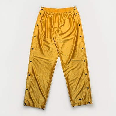 Vintage Nike Tear Away Pants L Dazzle Shiny Silky Gold Baggy Basketball 90s Y2K