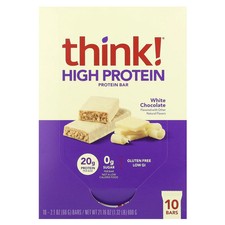 High Protein Bars, White Chocolate, 10 Bars, 2.1 oz 60 g Each