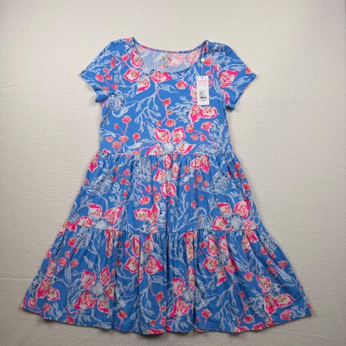 NWT Lilly Pulitzer Geanna Tiered Short Sleeve Swing Dress Bahamian Rhapsody M
