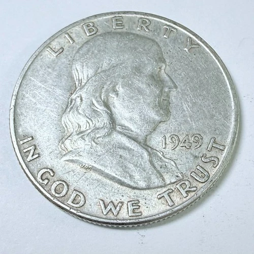 1949-D 50C Franklin Half Dollar, 90% Silver Very Fine Details  #5658