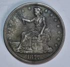 1877 S SEATED LIBERTY 900 FINE ONE SILVER TRADE DOLLAR SAN FRANCISCO MINT COIN