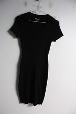 Pink Vanille Womens Rib Knitted Stretch Fit Dress - Black - Size Small S (C49)
