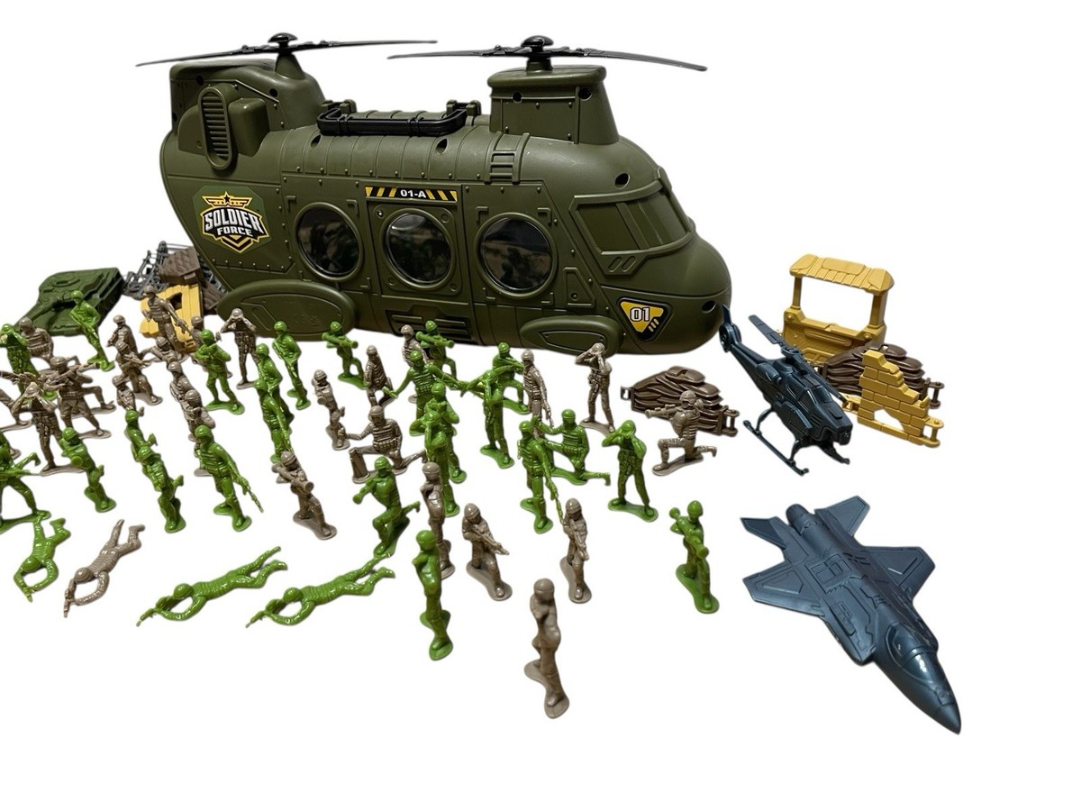 coco,s ‎٭͜ ARMY Soldier Force 80 Pcs Chinook Playset Twin Blade Helicopter Army