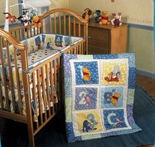 VTG Disney Winnie The Pooh Baby 3 Pc Crib Comforter Quilt Reversible ABC 123