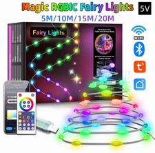 5,10,20M SMART TUYA RGBIC LED FAIRY STRING LIGHT REMOTE APP USB WATERPROOF IP68