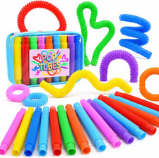 30PCS Pop Tubes Sensory Fidget Toys Stretch Tubes Party Favors Kids Adults