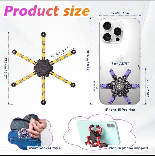 4 Pack Transformable Fidget Spinners Stress Relief - Picture 2 of 2