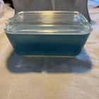 Vintage Pyres 1.5 Pints Blue Plain Refrigerator Dish Made In USA  Very Nice Cond