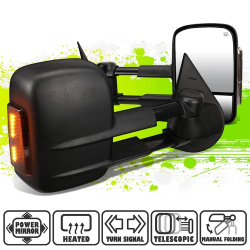 Powered Heated Smoked LED Signal Side Towing Mirrors for Silverado Sierra 07-14
