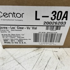 CENTOR L-30A CLEAR-VU SCREW-LOC 30 DRAM VIALS, 50mm SCREW-LOC, CASE QTY 135, NIB
