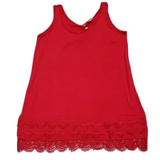 Sz XS Ruby Ribbon Women"s Coral Tank Top w/ Lace Trim. NWOT