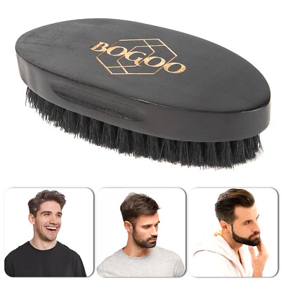 BG Palm Hair Beard Brush Mustache Boar Bristle Dark Wood Mens Boys Grooming Travel