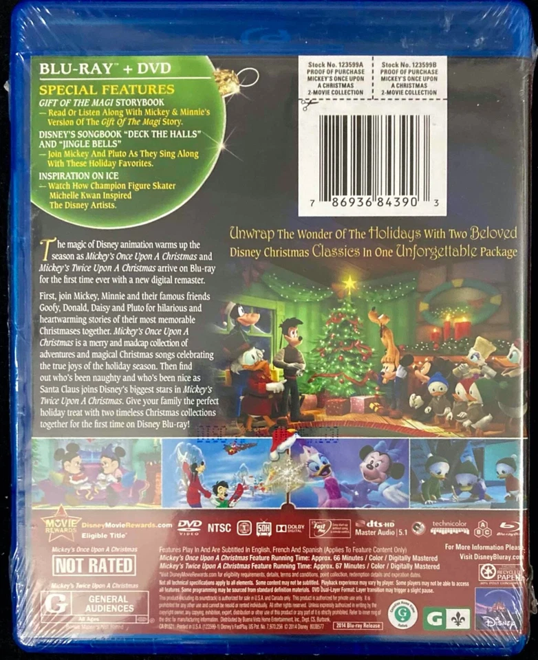 Mickeys Once + Twice Upon a Christmas Carol Blu-Ray + DVD Disney - Image 2 of 4