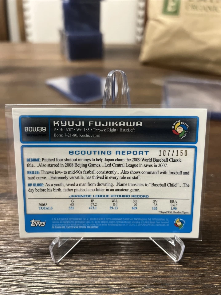 2009 Bowman Chrome WBC Prospects Blue Refractors #BCW39 Kyuji Fujikawa /150 SSP - Image 2 of 2