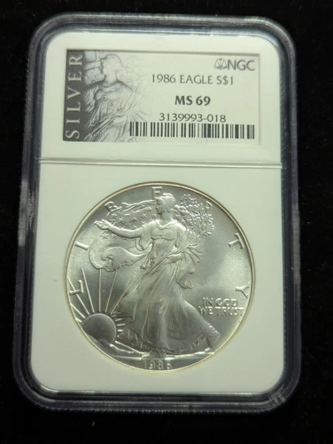 1986 Silver American Eagle $1 - NGC MS69 #144