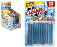 DRAIN CLEANING STICKS 12 PK SINK CLEANER SHOWER BATH CLEAN PIPES ODOUR REMOVER