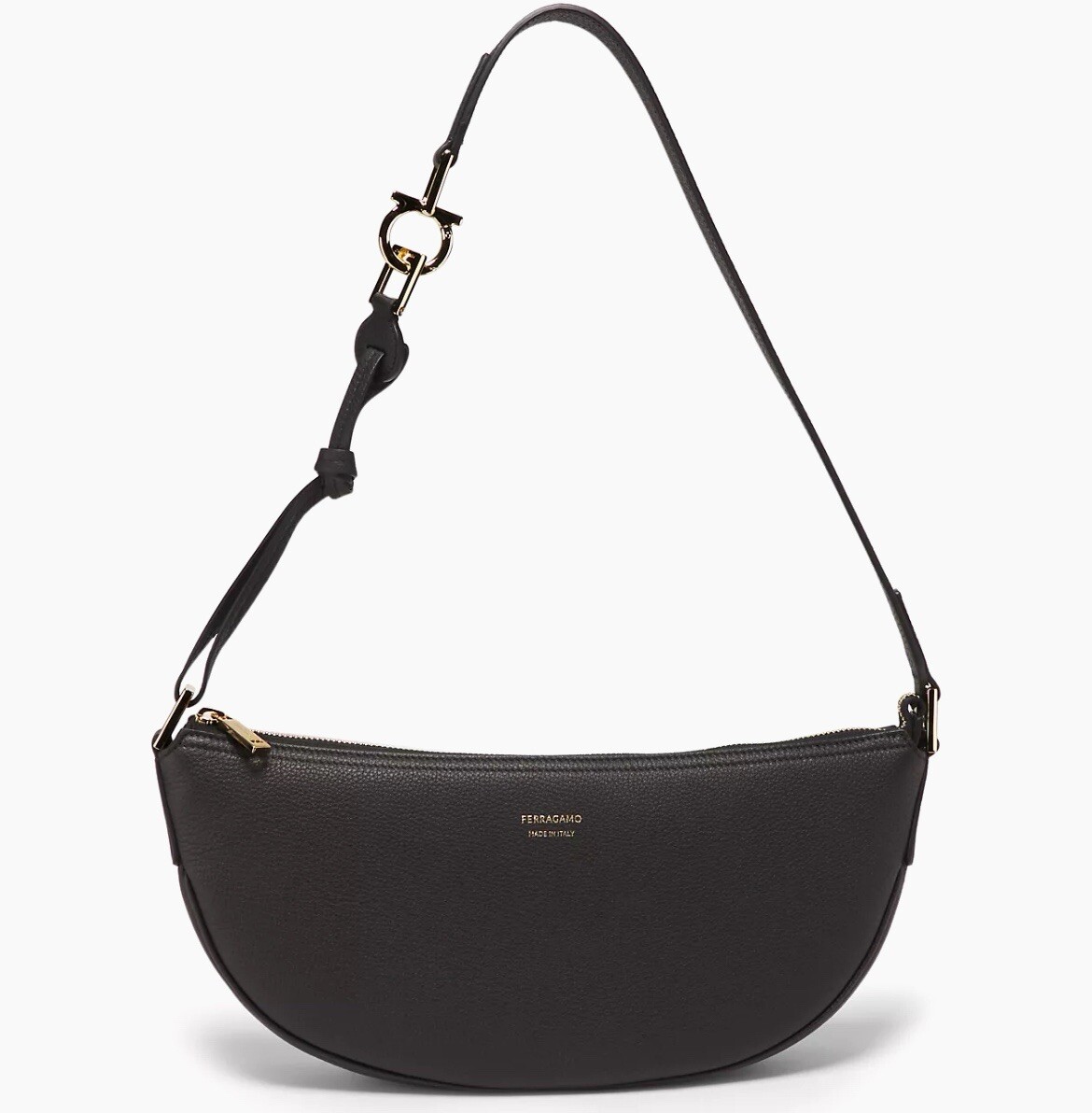 Ferragamo Hobo Smile Shoulder Crossbody Leather Black  Bag With Crossbody Strap