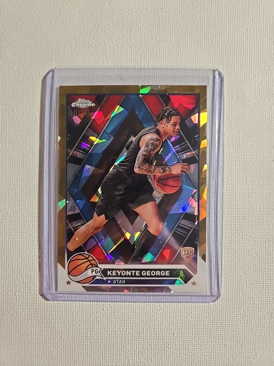 2023-24 Topps Chrome Sapphire Keyonte George Gold Refractor RC /50 #153 Jazz