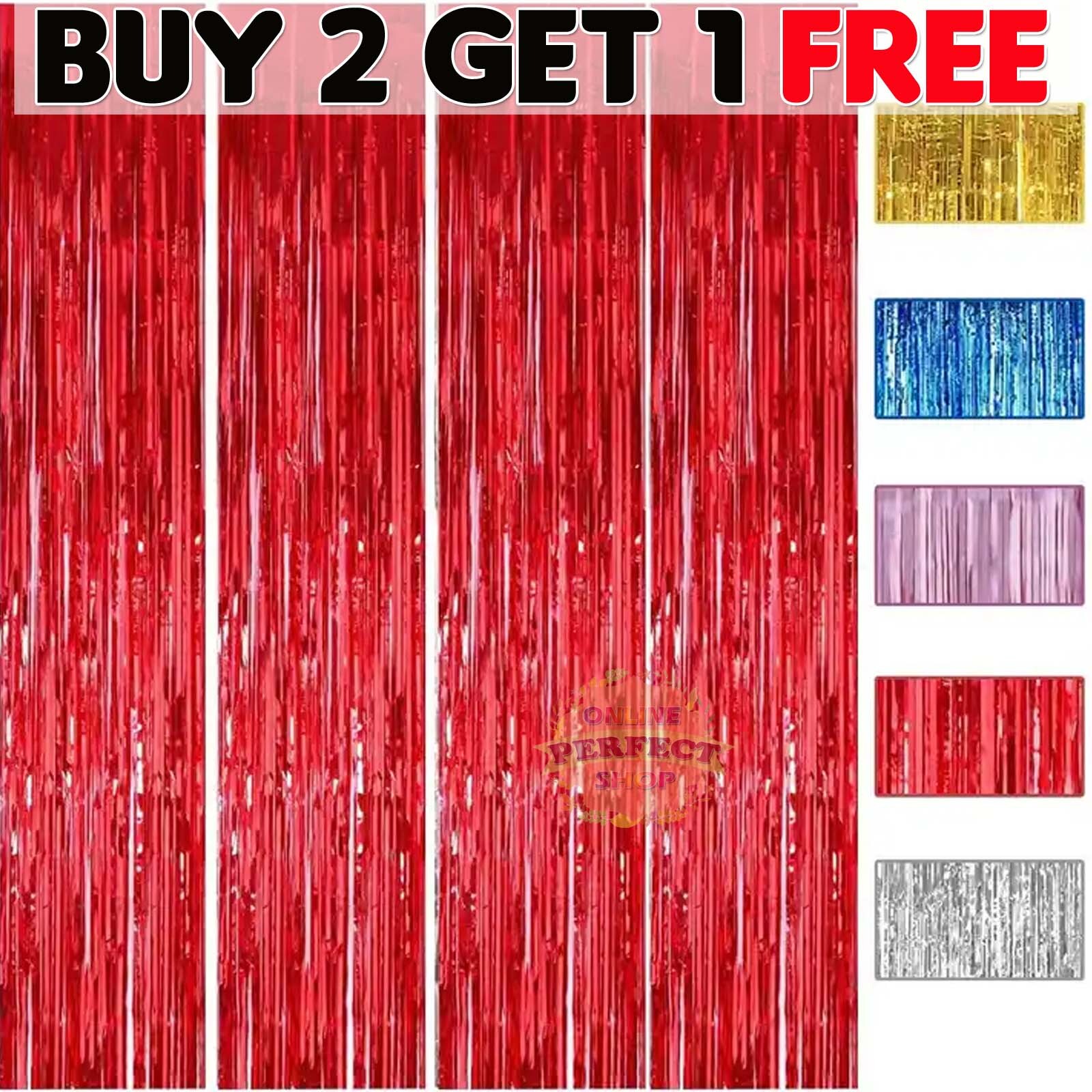 2M3M FOIL FRINGE TINSEL SHIMMER CURTAIN DOOR WEDDING BIRTHDAY PARTY