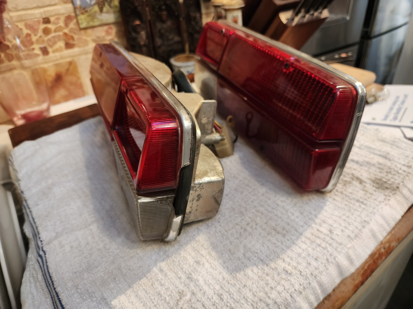 Tail lights assembly and lens,pair, Lamborghini Espada, De Tomaso, Fiat 124, etc