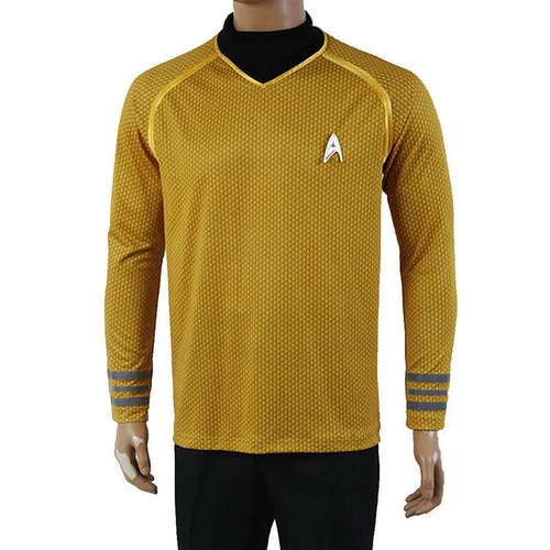 Into Darkness Captain Kirk Costume Star Fleet Shirt Uniform Yellow New