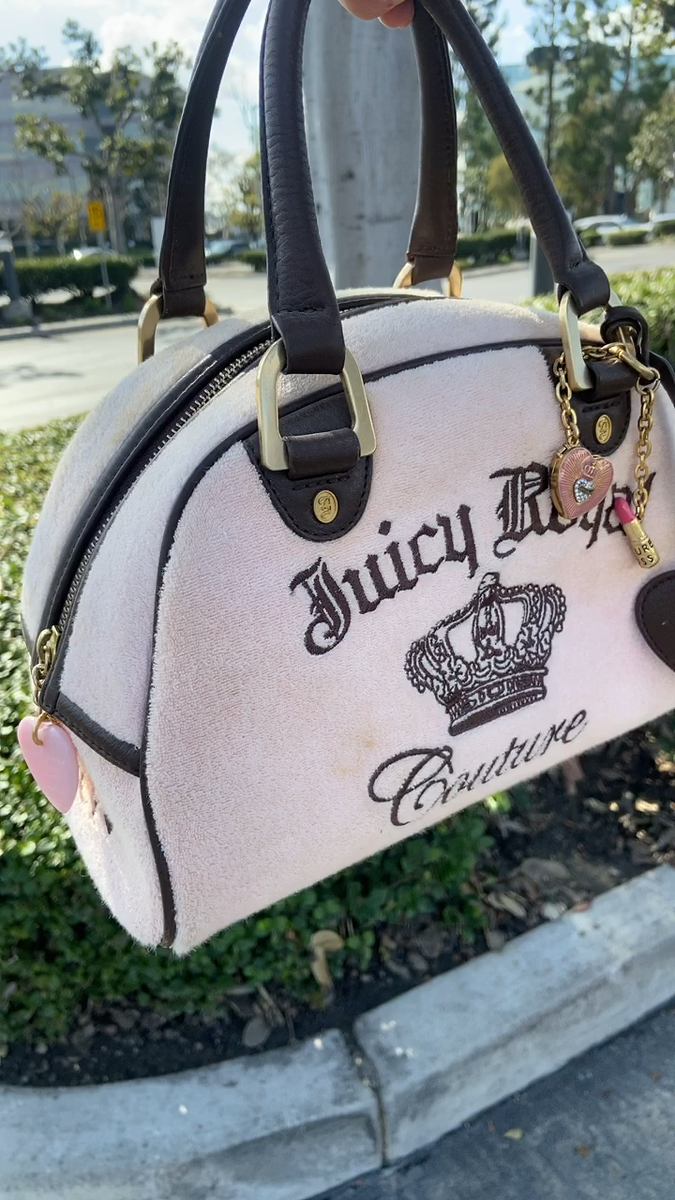 Vintage Juicy Couture BABY PINK Velour Terry BOWLER BAG Y2K Vintage Juicy Couture BABY PINK Velour Terry BOWLER BAG Y2K