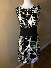 black white sheath fitted career work zipper dress bisou bisou 8