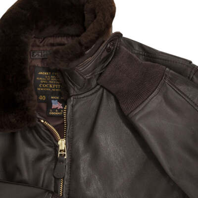 COCKPIT USA U.S. Navy Issue Mil Spec G-1 Jacket Brown USA Made