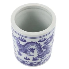 Blue and White Porcelain Chopsticks and Spoon Bucket Utensil Holder for Kitch...