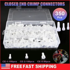 350PCS Closed End Crimp Cap Copper Core Nylon Wire Connectors 22-10AWG Terminals