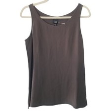 Eileen Fisher Womens S Dark Gray Heavyweight Silk Georgette Crepe Silk Tank NWT