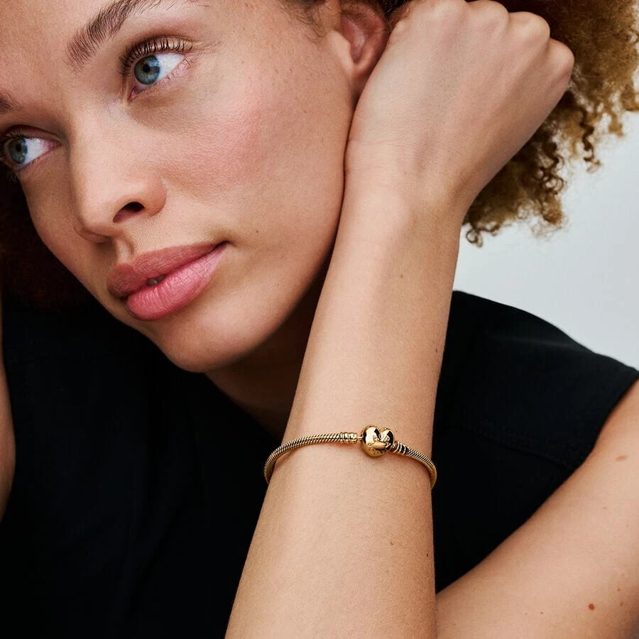 PANDORA Armband Schlangen-Gliederarmband vergoldet mit Herz-Verschluss 563050C00 - Bild 3 von 4