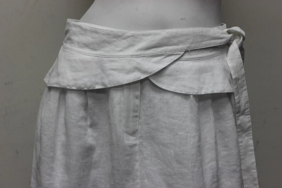 Nuevo Calypso St. Barth Negro Mini Falda Corta Blanco Lino Forrado Cinturón Cremallera S Foto 3 de 4