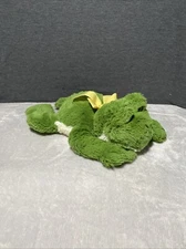 Animal Adventure Green Frog Plush Toad Yellow Bow 2009 Floppy Toy Pet Lovey 14"L