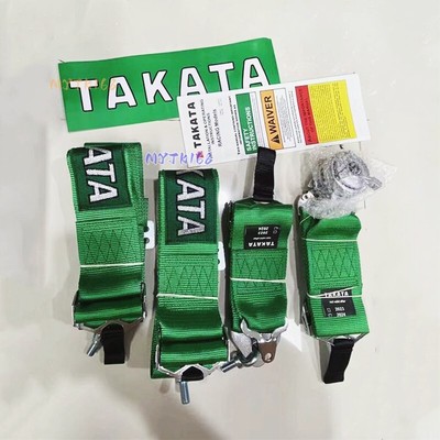 TAKATA Green 4 Point Snap-On 3'' With Camlock Racing Seat Belt Harness Universal