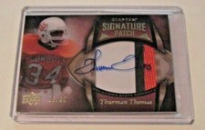 THURMAN THOMAS 2013 UD QUANTUM 3-COLOR GAME USED JERSEY AUTO 6/30 SIGNED CARD